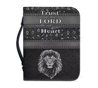 Ceudet Funda de cuero para la Biblia para mujeres y niñas, girasol y salmo, bolsa de transporte para libros de la Biblia, bolsa de iglesia con bolsillos con asa, Tigre y Escritura, M