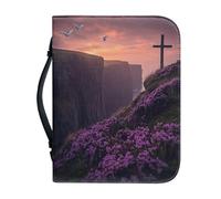 Ceudet Funda de cuero para la Biblia para niñas, bolsa de mano con asa superior, funda de transporte de la Biblia para iglesia, gato lindo, L, Paloma blanca cruzada y lavanda morada, X-Large