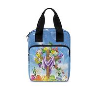 Ceudet Funda de la Biblia con marcapáginas, funda para la Biblia para mujeres y hombres, bolsa de la Biblia con bolsillo con cremallera, Crucifijo floral de huevo de Pascua, Talla única