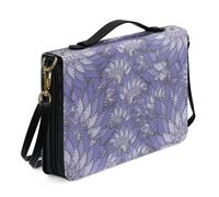 Ceudet Funda de la Biblia occidental para mujeres y hombres con bolsillos, fundas de cuero para la Biblia para mujeres y hombres, Patrón de hojas de hierro morado, X-Large