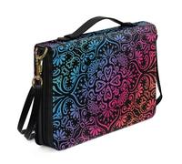 Ceudet Funda de la Biblia occidental para mujeres y hombres con bolsillos, fundas de cuero para la Biblia para mujeres y hombres, Mandala rojo y azul, M