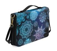Ceudet Funda de la Biblia occidental para mujeres y hombres con bolsillos, fundas de cuero para la Biblia para mujeres y hombres, Mandala azul polvo, M