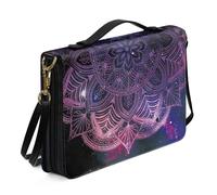 Ceudet Funda de la Biblia occidental para mujeres y hombres con bolsillos, fundas de cuero para la Biblia para mujeres y hombres, Mandala rojo oscuro, M