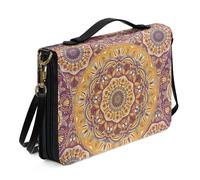 Ceudet Funda de la Biblia occidental para mujeres y hombres con bolsillos, fundas de cuero para la Biblia para mujeres y hombres, Patrón amarillo dorado, X-Large