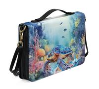 Ceudet Funda de la Biblia occidental para mujeres y hombres, con bolsillos, protector de la Biblia, funda de cuero para la Biblia para mujeres y hombres, grande, Tortugas marinas, L