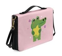Ceudet Funda de la Biblia occidental para mujeres y hombres, con bolsillos, protector de la Biblia, funda de cuero para la Biblia para mujeres y hombres, grande, Cocodrilo de dibujos animados, M