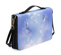 Ceudet Funda de la Biblia occidental para mujeres y hombres, con bolsillos, protector de la Biblia, funda de cuero para la Biblia para mujeres y hombres, grande, Ballena azul, XX-Large