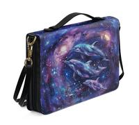 Ceudet Funda de la Biblia occidental para mujeres y hombres, con bolsillos, protector de la Biblia, funda de cuero para la Biblia para mujeres y hombres, grande, Delfín de noche estrellada, X-Large