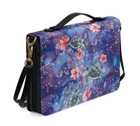 Ceudet Funda de la Biblia occidental para mujeres y hombres, con bolsillos, protector de la Biblia, funda de cuero para la Biblia para mujeres y hombres, grande, Flores rojas de tortuga, L