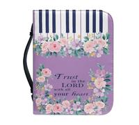 Ceudet Funda de la Biblia púrpura y azul para mujer, funda de cuero para la Biblia con asas, funda para diario de la Biblia, funda de transporte de la Biblia para mujer, protector de libros para