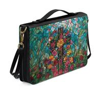 Ceudet Funda de mariposa para la Biblia con asa para mujeres y niñas, bolsa de cuero con flores, funda de transporte de la Biblia con correa para el hombro, bolsa de iglesia portátil, es buena todo el