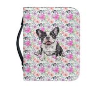 Ceudet Funda de piel sintética con estampado floral morado para la Biblia con asa y cremallera, bolsa de Biblia portátil para mujer, para estudio de la Biblia, al aire libre, viaje diario, XXL, Boston