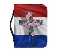 Ceudet Funda de piel sintética con estampado floral morado para la Biblia con asa y cremallera, bolsa de Biblia portátil para mujer, para estudio de la Biblia, al aire libre, viaje diario, XXL, Cruz