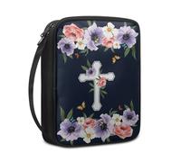 Ceudet Funda de transporte de la Biblia con diseño de cruz de girasol para mujer, multiusos, protector de Biblia para mujer, tamaño grande, Cruz de flores, Talla única
