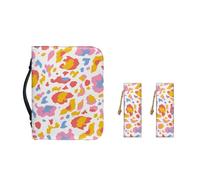 Ceudet Funda de transporte de la Biblia de piel sintética para mujer, fundas portátiles para Biblia con marcadores para niñas, práctica bolsa de mano para la Biblia, Leopard colorido, 2XL-12"x9"x2.4"