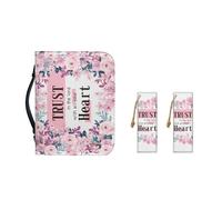 Ceudet Funda de transporte de la Biblia de piel sintética para mujer, fundas portátiles para Biblia con marcadores para niñas, práctica bolsa de mano para la Biblia, Palabra bíblica floral,
