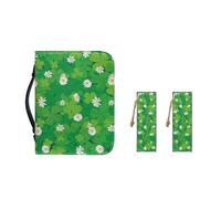 Ceudet Funda de transporte de la Biblia de piel sintética para mujer, fundas portátiles para Biblia con marcadores para niñas, práctica bolsa de mano para la Biblia, Margarita de la suerte de San