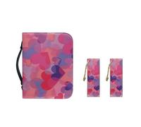 Ceudet Funda de transporte de la Biblia de piel sintética para mujer, fundas portátiles para Biblia con marcadores para niñas, práctica bolsa de mano para la Biblia, Corazón de San Valentín,