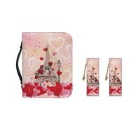 Ceudet Funda de transporte de piel sintética con marcapáginas, funda de Biblia para mujeres y niñas, bolsa portátil de moda, Paris Love Valentine, M-9.2"x6.3"x1.6"
