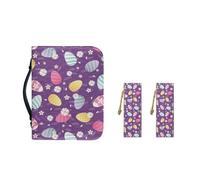 Ceudet Funda de transporte de piel sintética con marcapáginas, funda de Biblia para mujeres y niñas, bolsa portátil de moda, Huevo de Pascua de colores, L-10.2"x7"x1.9"