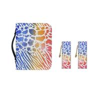 Ceudet Funda de transporte de piel sintética con marcapáginas, funda de Biblia para mujeres y niñas, bolsa portátil de moda, Colorido leopardo cebra, XL-11.2"x8"x2.2"