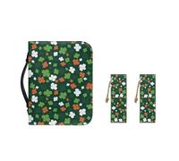 Ceudet Funda de transporte de piel sintética con marcapáginas, funda de Biblia para mujeres y niñas, bolsa portátil de moda, Hierba de la suerte de San Patricio, XL-11.2"x8"x2.2"