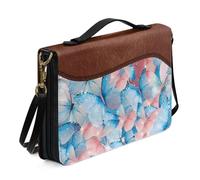 Ceudet Funda de transporte grande para la Biblia, con estampado de mariposa y flores, bolsa de cuero para la Biblia con correa y almacenamiento para bolígrafos, bolsa lavable para la iglesia con asa,