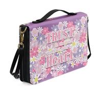 Ceudet Funda de transporte para libro con estampado bohemio, funda de piel sintética, organizador de libros para estudio de oración, protector de escrituras, L, Trust Heart Flower, X-Large