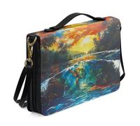 Ceudet Funda de transporte para libro con estampado bohemio, funda de piel sintética, organizador de libros para estudio de oración, protector de escrituras, L, Tortuga Sunset Glow, M