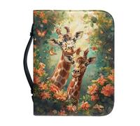 Ceudet Funda de transporte portátil de piel sintética con estampado de colibrí y rosa china, bolsa de libro con asa superior, bolsa de escritura de iglesia para APrayer, L, Jirafa de flores retro, M