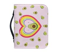 Ceudet Funda extragrande para Biblia para mujeres y hombres, funda de cuero para la Biblia mediana, Aguacate corazón arcoíris, X-Large