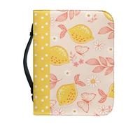 Ceudet Funda extragrande para Biblia para mujeres y hombres, funda de cuero para la Biblia mediana, Mariposa rosa y limón, X-Large