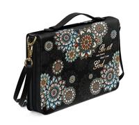 Ceudet Funda grande para Biblia con correa para el hombro, funda de cuero para la iglesia, bolsa portátil para la Biblia, regalo para cristianos, Flor de mandala bohemia, multicolor, XL