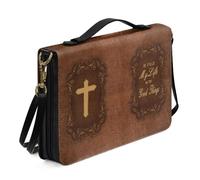 Ceudet Funda grande para Biblia con correa para el hombro, funda de cuero para la iglesia, bolsa portátil para la Biblia, regalo para cristianos, Cruz: marrón, XL