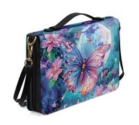 Ceudet Funda grande para la Biblia para mujeres y niñas, de piel sintética, con correa para el hombro, Girasol Luna Floral-Verde y Morado, XL