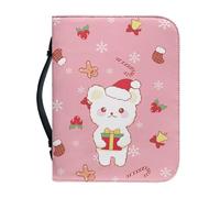 Ceudet Funda para árbol de Navidad con asa, funda de transporte de piel sintética para iglesia, protector de la Biblia con cremallera, regalo de Navidad para la familia, 2XL, Bonito oso de Navidad,