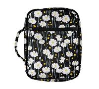 Ceudet Funda para Biblia con patrón de mármol azul, grande, multifuncional, con ranuras para bolígrafos y bolsillos internos, organizador de la Biblia, Margarita blanca floral, Talla única