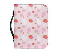 Ceudet Funda para Biblia de cuero para niños, funda extra grande para la Biblia para mujeres y hombres, protector de la Biblia, Pink Bunny Strawberry, XX-Large
