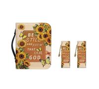 Ceudet Funda para Biblia de leopardo para mujeres y niñas, funda grande para Biblia para hombre, bolsa de mano de cuero duradero, marcadores de página, 2 paquetes, Mariposa, girasol, M Talla