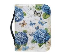 Ceudet Funda para Biblia de piel sintética para mujeres y niñas, con asa superior, protector de accesorios, lindo gato, M, Salmos, mariposas y flores, XX-Large