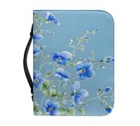 Ceudet Funda para Biblia de piel sintética para mujeres y niñas, con asa superior, protector de accesorios, lindo gato, M, azul con flores, XX-Large