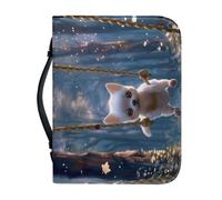 Ceudet Funda para Biblia para mujer, bolsa de la Biblia para iglesia, bolsa de la Biblia con asa, bolsa organizadora para Biblia, flores y cruz, L, Lindo perro., XX-Large