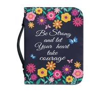 Ceudet Funda para Biblia para mujer, bolsa de la Biblia para iglesia, bolsa de la Biblia con asa, bolsa organizadora para Biblia, flores y cruz, L, Flores y salmos hippies, L