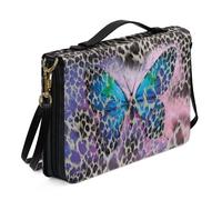Ceudet Funda para Biblia para mujeres y hombres, funda de cuero para la Biblia occidental, fundas para mujeres y hombres con bolsillos, Mariposa con estampado animal, XL