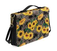 Ceudet Funda para Biblia para mujeres y hombres, funda de cuero para la Biblia occidental, fundas para mujeres y hombres con bolsillos, Girasoles con estampado animal, XL