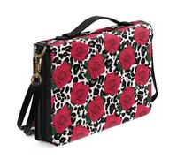 Ceudet Funda para Biblia para mujeres y hombres, funda de piel para Biblia occidental, fundas para la Biblia para mujeres y hombres con bolsillos, Rosa roja con estampado animal, XX-Large