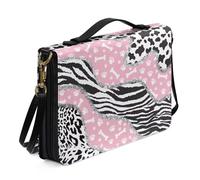 Ceudet Funda para Biblia para mujeres y hombres, funda de piel para Biblia occidental, fundas para la Biblia para mujeres y hombres con bolsillos, Estampado animal de hueso rosa, L