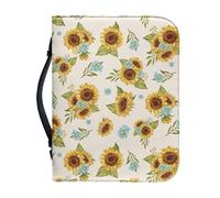 Ceudet Funda para Biblia para mujeres y hombres, funda de transporte de la Biblia para la iglesia, escuela, viajes, protector de la Biblia de moda con asa, Bonito estampado de margaritas de girasol,