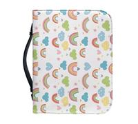 Ceudet Funda para Biblia para mujeres y hombres, funda grande de cuero para la Biblia para mujeres y hombres con bolsillos, Arco iris de nubes, L