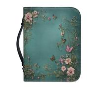Ceudet Funda para la Biblia de piel sintética con asa superior, protector de accesorios, lindo gato, M, Flores rosas bohemias y mariposas coloridas, M